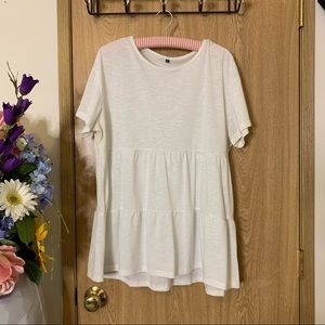 White Peplum Shirt Sleeve Top XL